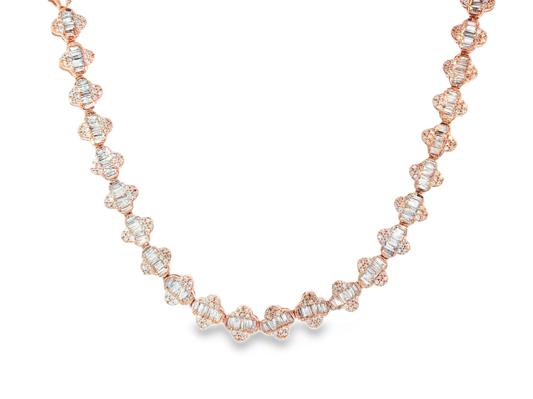 10k Gold Diamond Necklace with Baguette & Round - Cut Heart Motif Design 5.0ct - AVI THE JEWELER