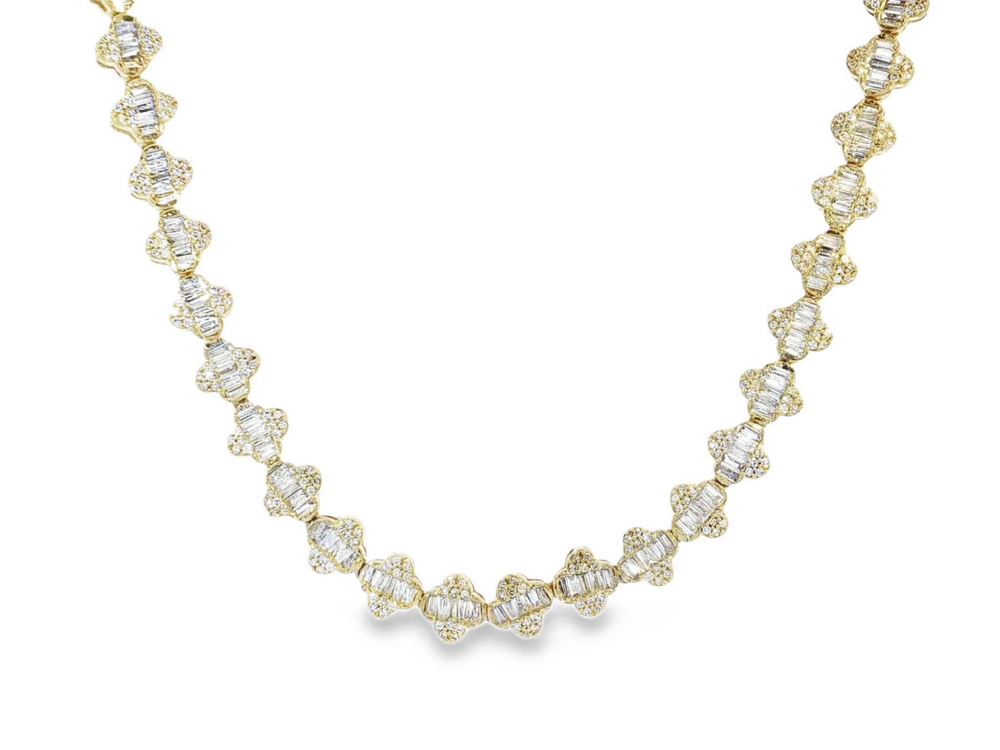 10k Gold Diamond Necklace with Baguette & Round - Cut Heart Motif Design 5.0ct - AVI THE JEWELER