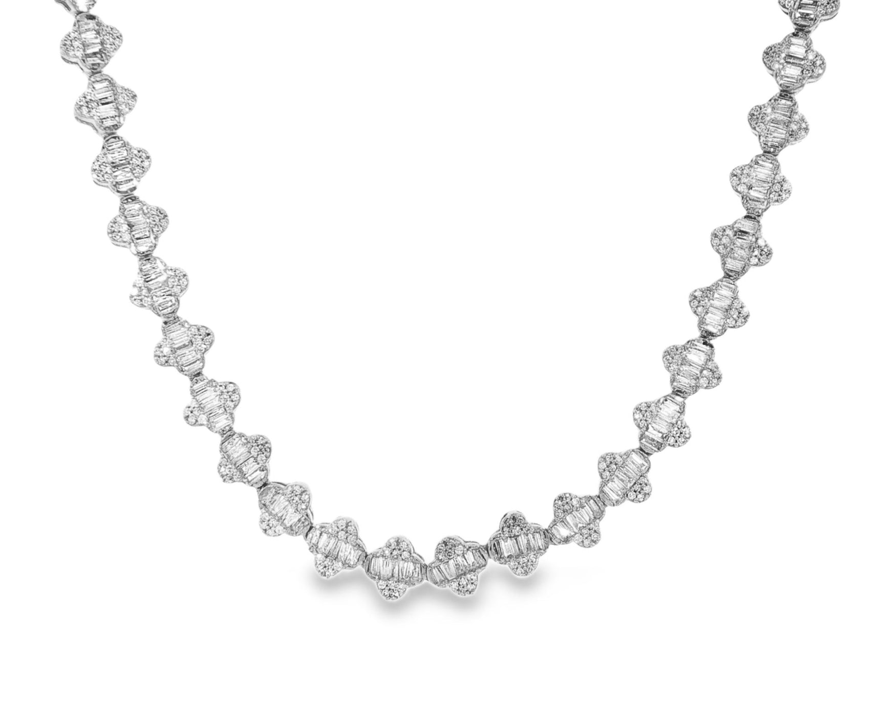 10k Gold Diamond Necklace with Baguette & Round - Cut Heart Motif Design 5.0ct - AVI THE JEWELER