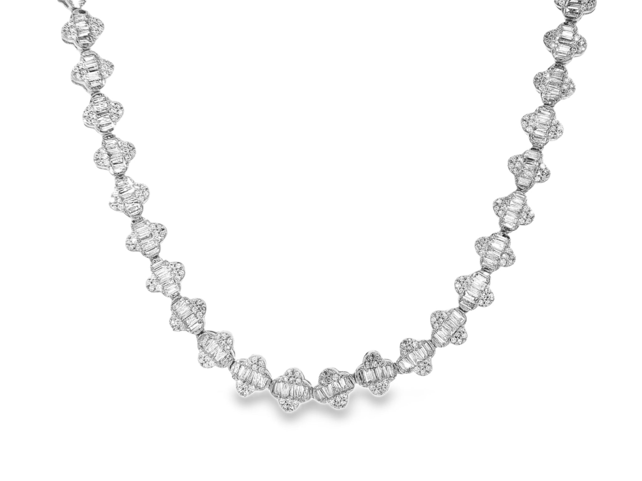 10k Gold Diamond Necklace with Baguette & Round - Cut Heart Motif Design 5.0ct - AVI THE JEWELER