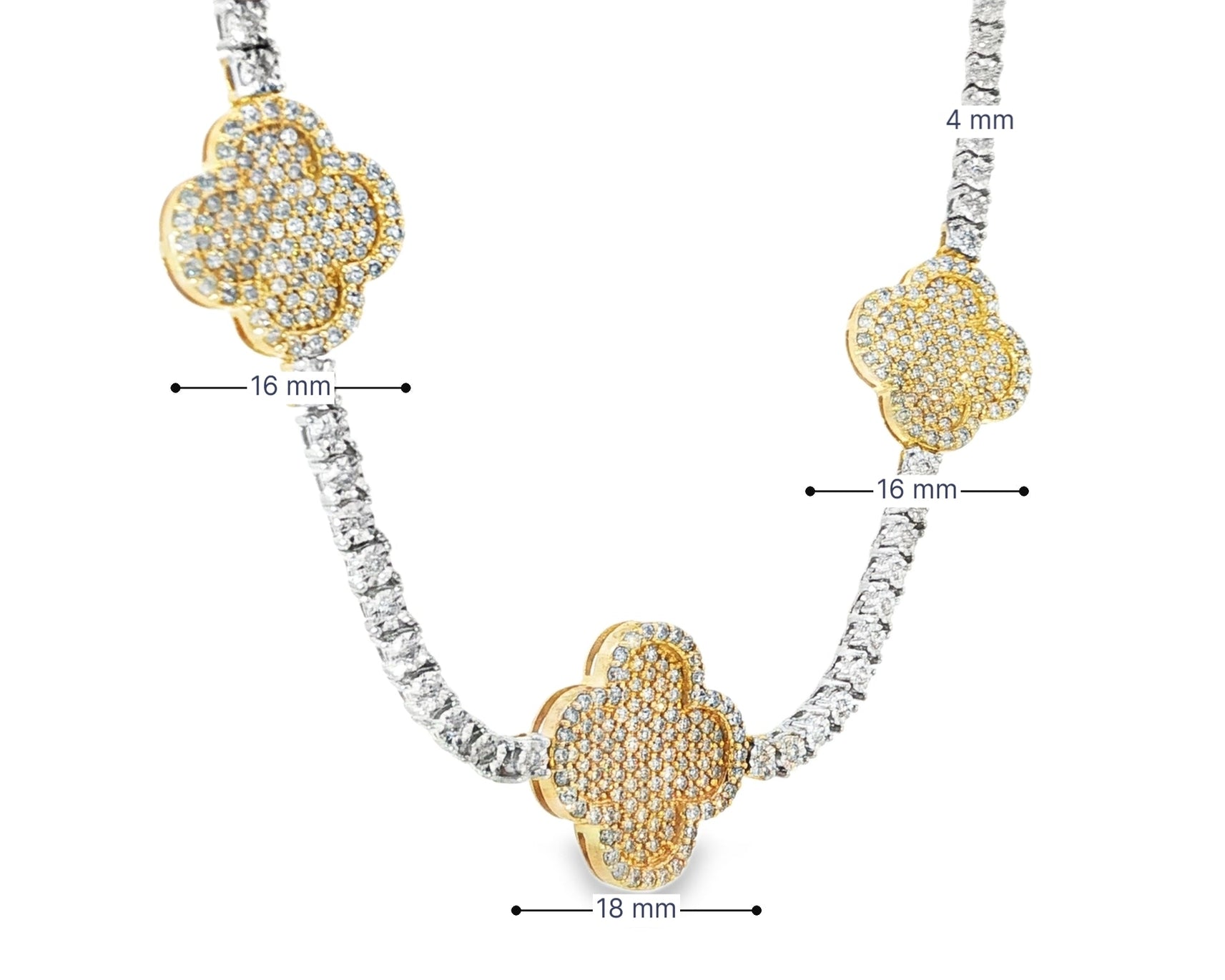 10k Gold Diamond Necklace with Clover Pavé Design 3.75ct - AVI THE JEWELER