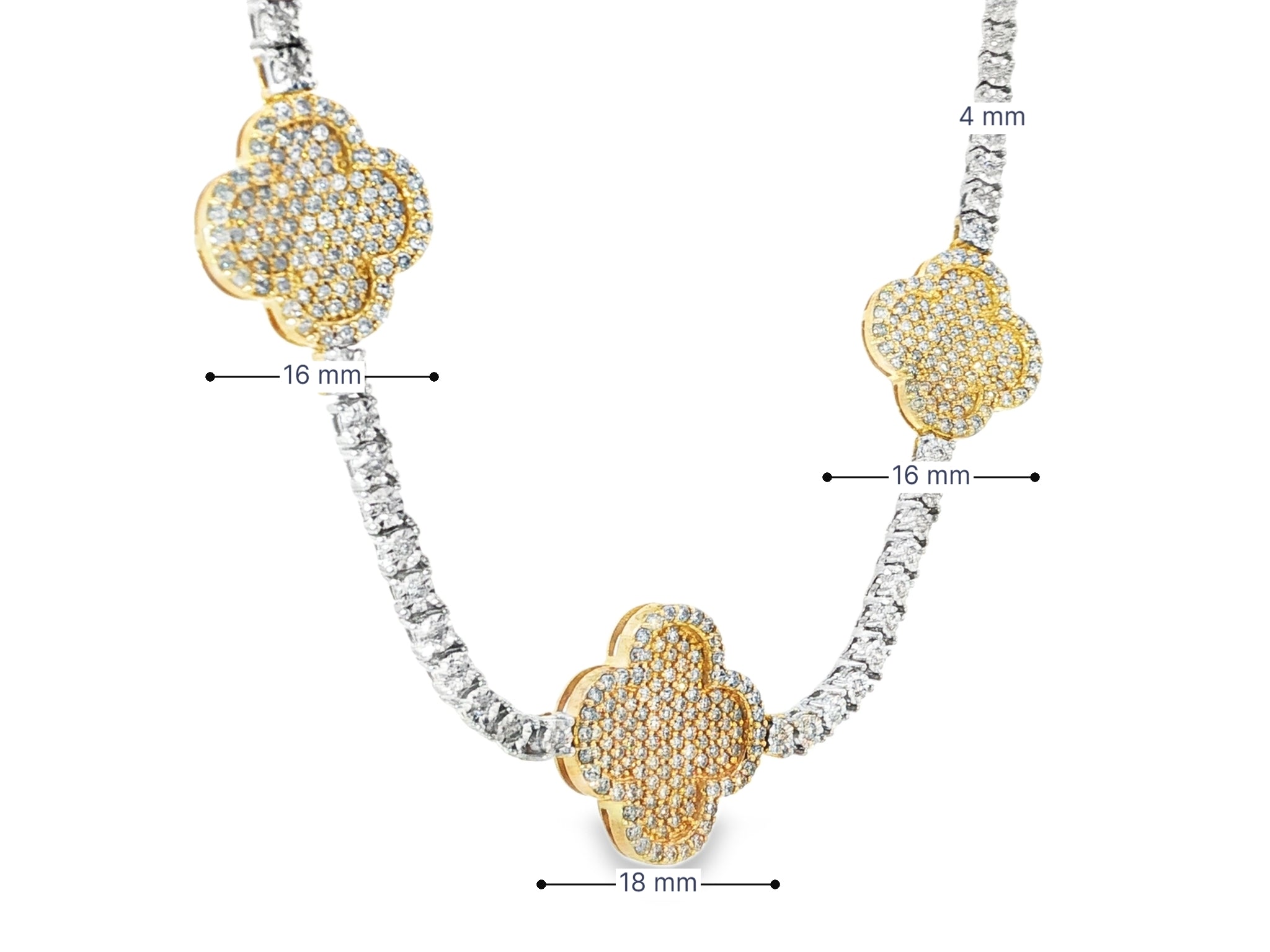 10k Gold Diamond Necklace with Clover Pavé Design 3.75ct - AVI THE JEWELER