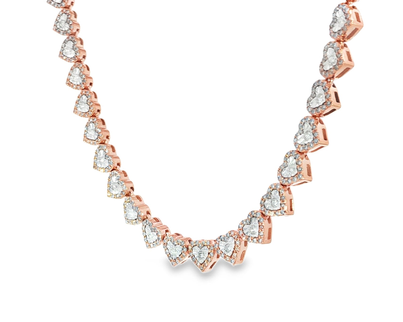 10k Gold Diamond Necklace with Heart - Shaped Round - Cut Cluster Design 3.75ct - AVI THE JEWELER