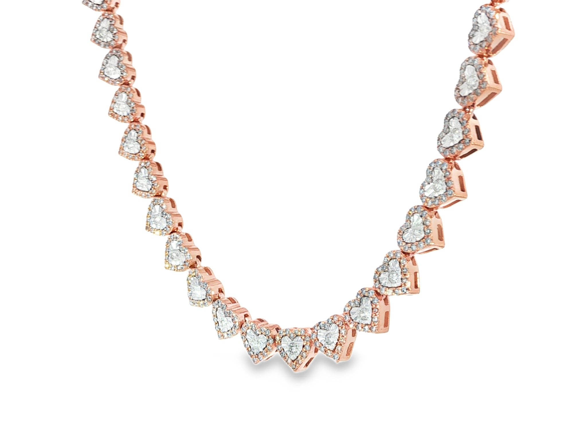 10k Gold Diamond Necklace with Heart - Shaped Round - Cut Cluster Design 3.75ct - AVI THE JEWELER