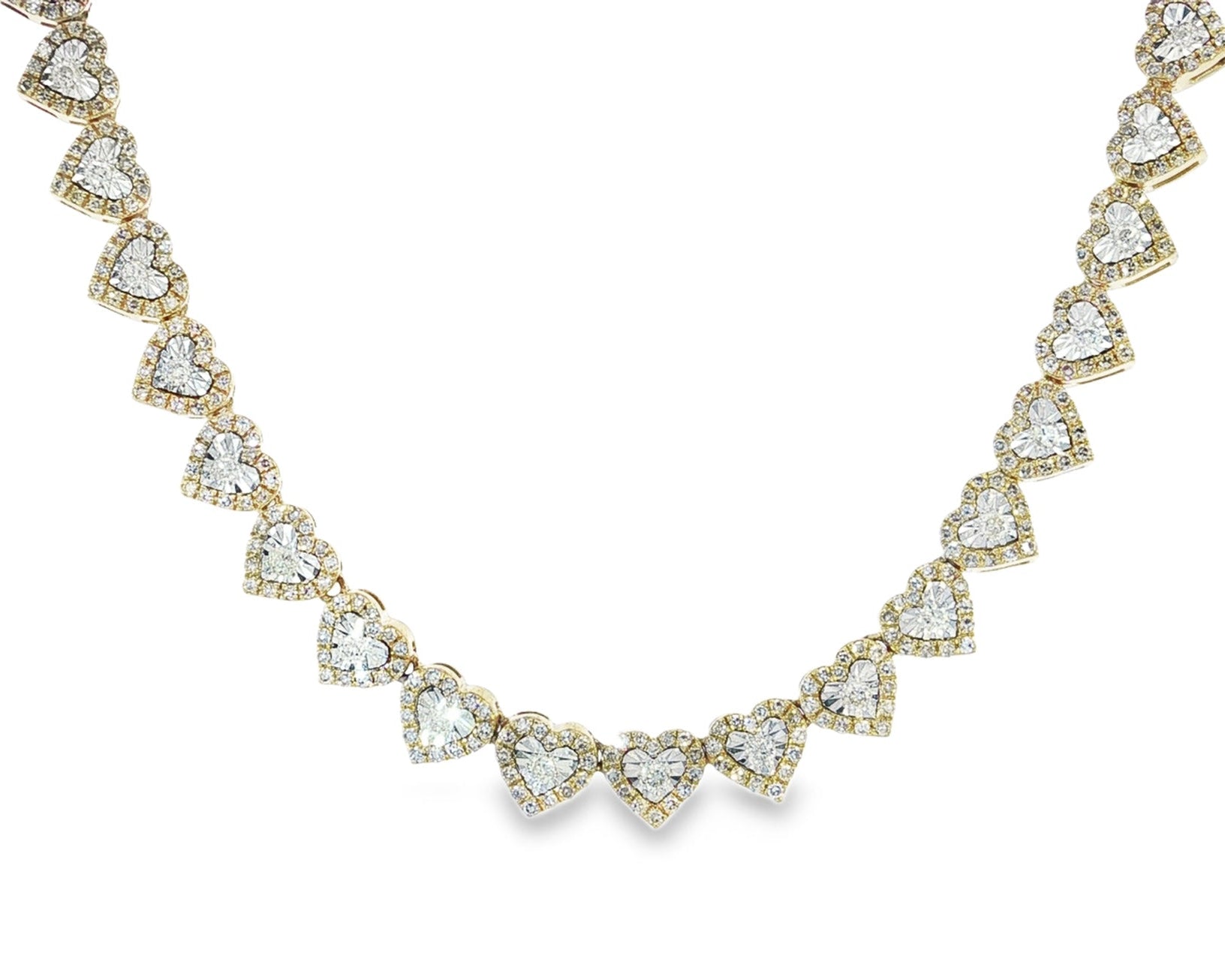 10k Gold Diamond Necklace with Heart - Shaped Round - Cut Cluster Design 3.75ct - AVI THE JEWELER