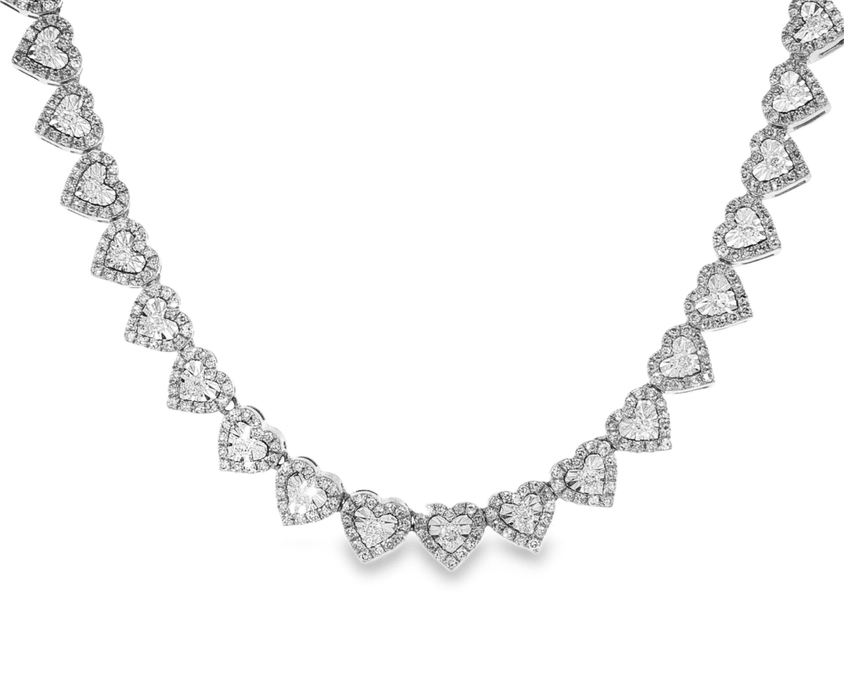 10k Gold Diamond Necklace with Heart - Shaped Round - Cut Cluster Design 3.75ct - AVI THE JEWELER