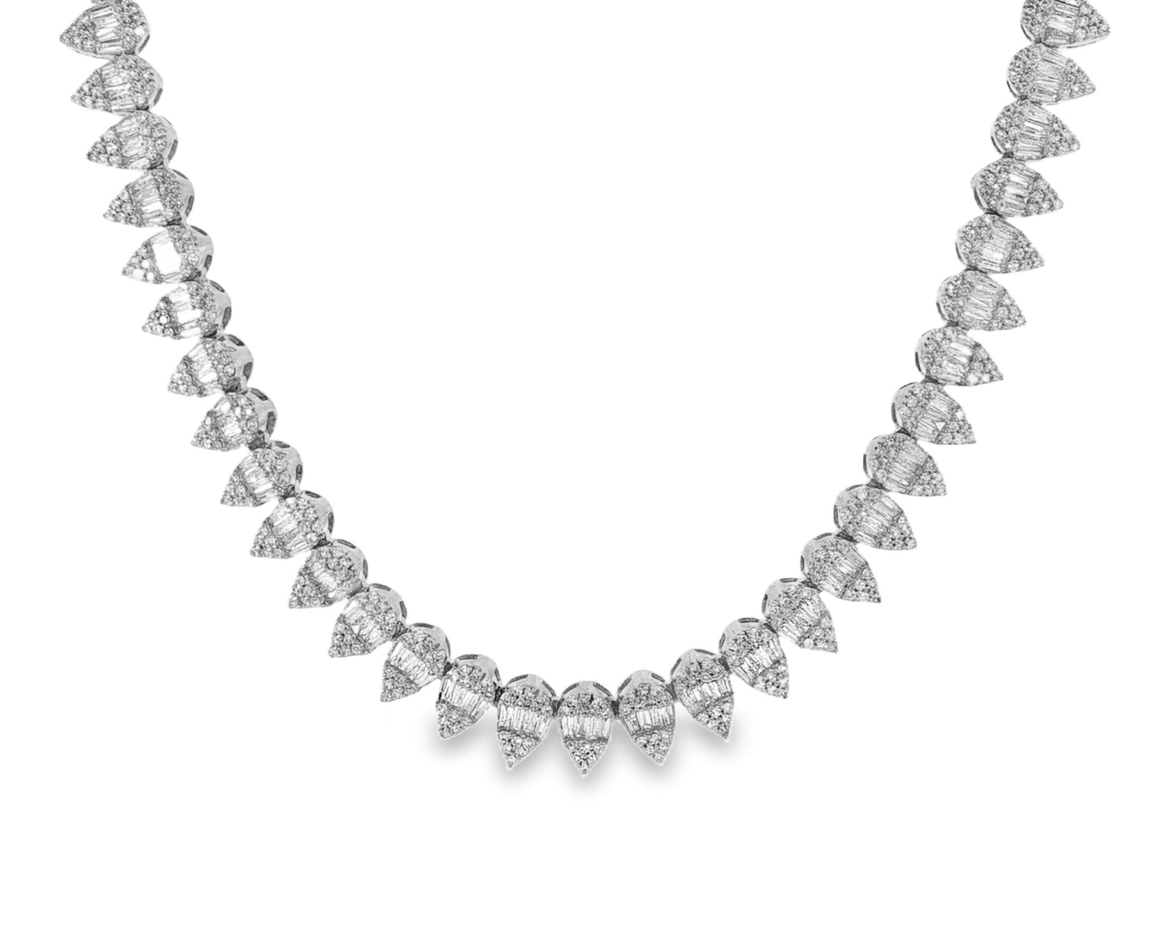 10k Gold Diamond Necklace with Pear - Shape Baguette & Round Cluster Design 5.45ct - AVI THE JEWELER