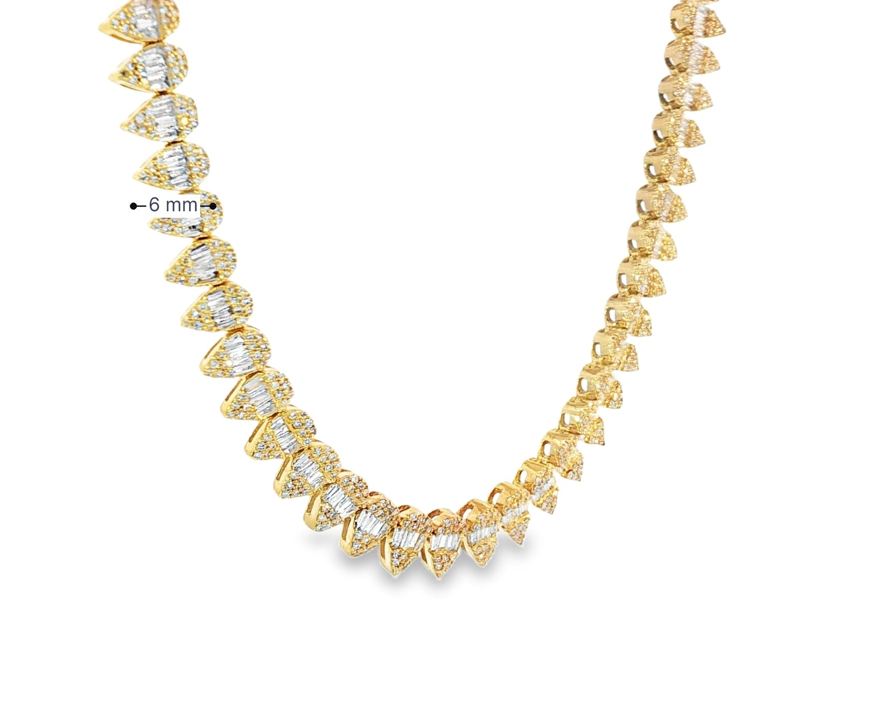 10k Gold Diamond Necklace with Pear - Shape Baguette & Round Cluster Design 5.45ct - AVI THE JEWELER