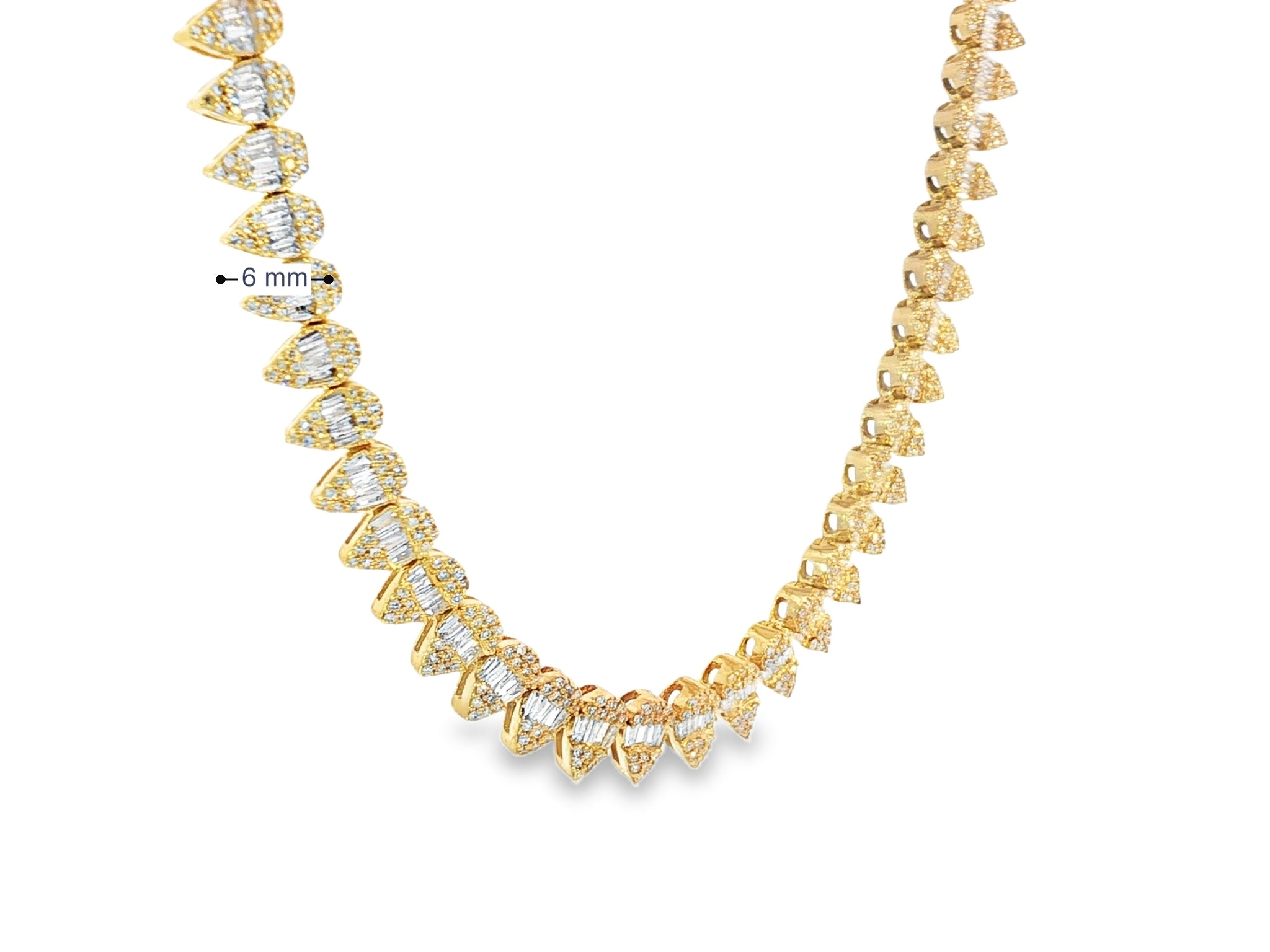 10k Gold Diamond Necklace with Pear - Shape Baguette & Round Cluster Design 5.45ct - AVI THE JEWELER