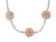 10k Gold Diamond Necklace with Rose Floral Round-Cut Design 2.75ct