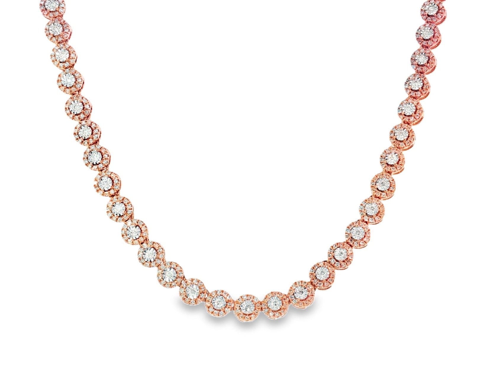 10k Gold Diamond Necklace with Round - Cut Cluster Design 3.0ct - AVI THE JEWELER