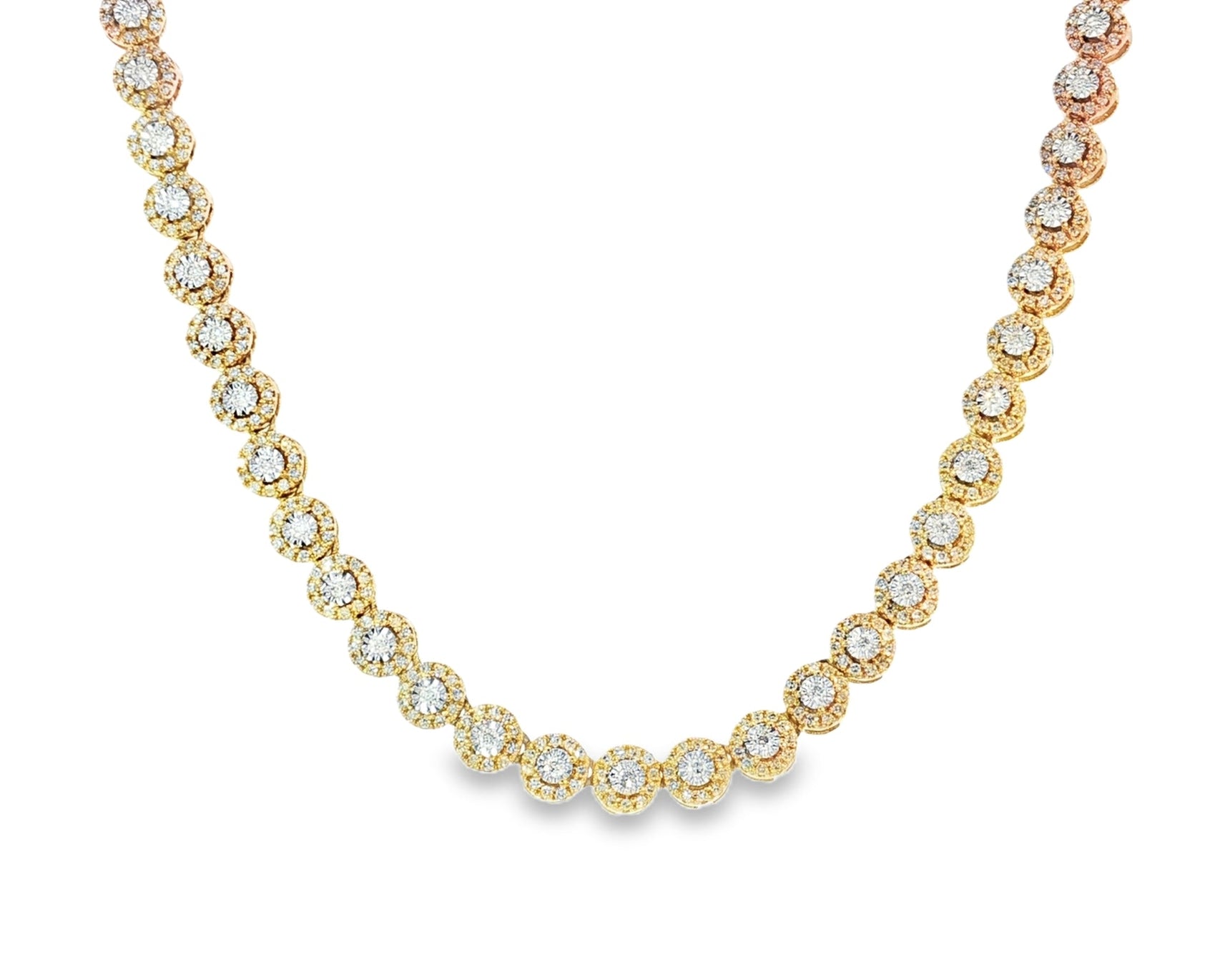 10k Gold Diamond Necklace with Round - Cut Cluster Design 3.0ct - AVI THE JEWELER