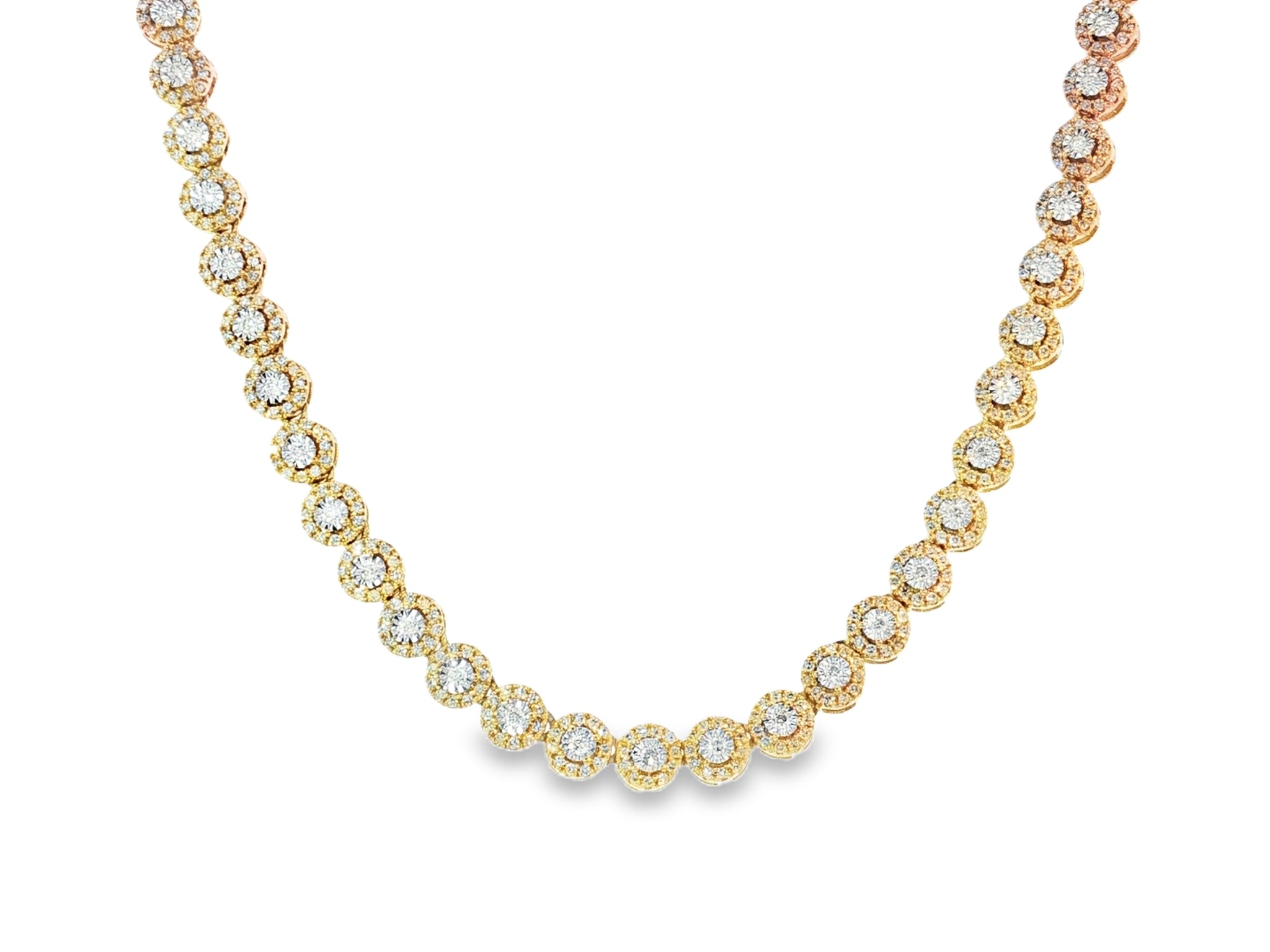 10k Gold Diamond Necklace with Round - Cut Cluster Design 3.0ct - AVI THE JEWELER