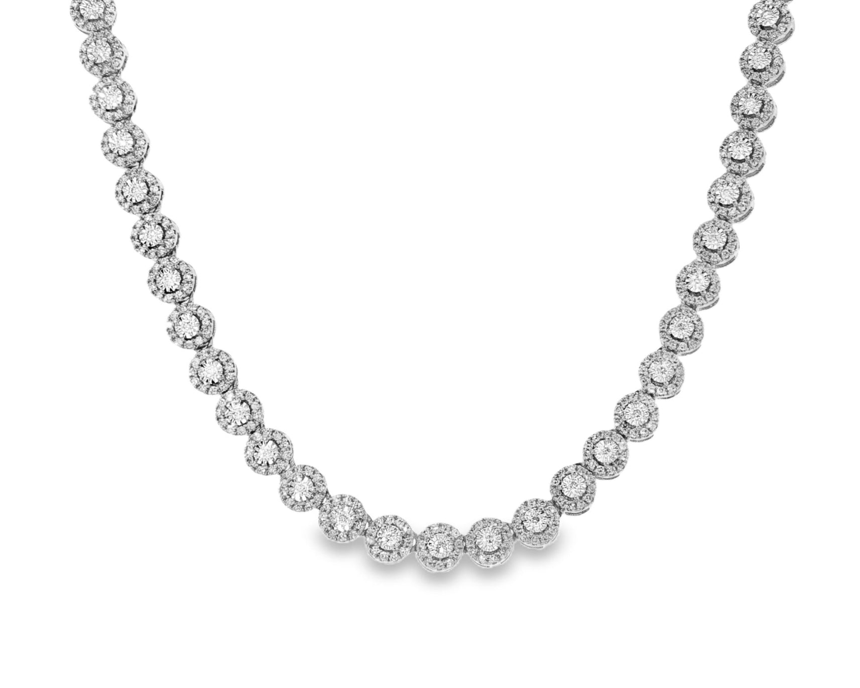10k Gold Diamond Necklace with Round - Cut Cluster Design 3.0ct - AVI THE JEWELER