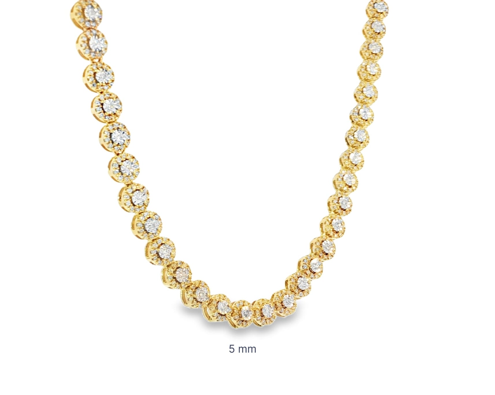 10k Gold Diamond Necklace with Round - Cut Cluster Design 3.0ct - AVI THE JEWELER