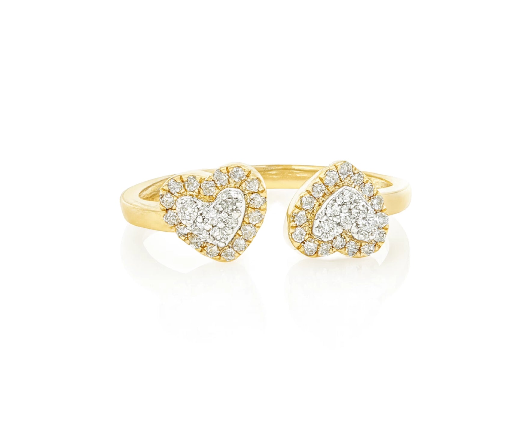 10K Gold Diamond Open Heart Ring with Double Pavé Heart Design 0.27ct – lifestyle 1101