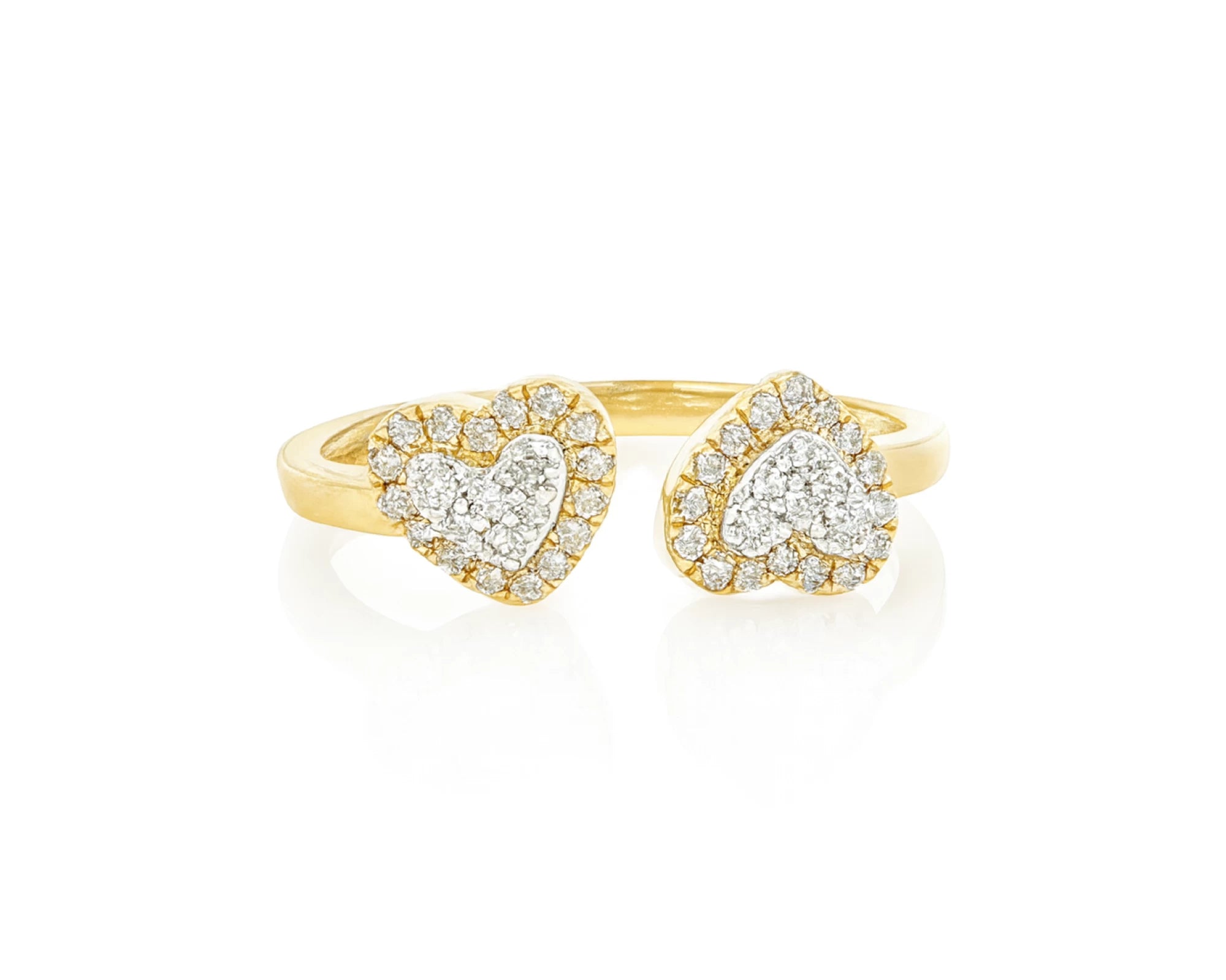 10K Gold Diamond Open Heart Ring with Double Pavé Heart Design 0.27ct – lifestyle 1101