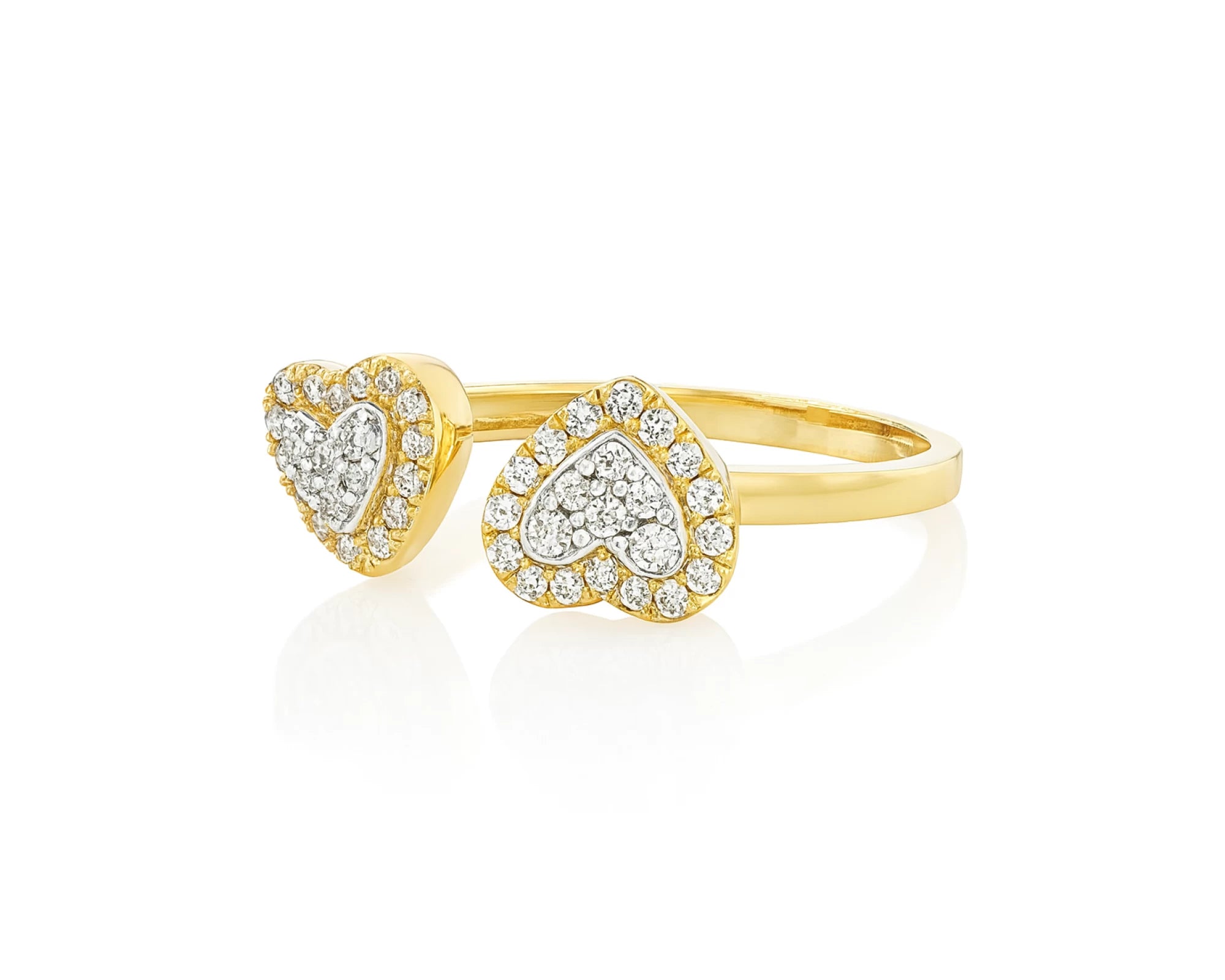 10K Gold Diamond Open Heart Ring with Double Pavé Heart Design 0.27ct – lifestyle 1102