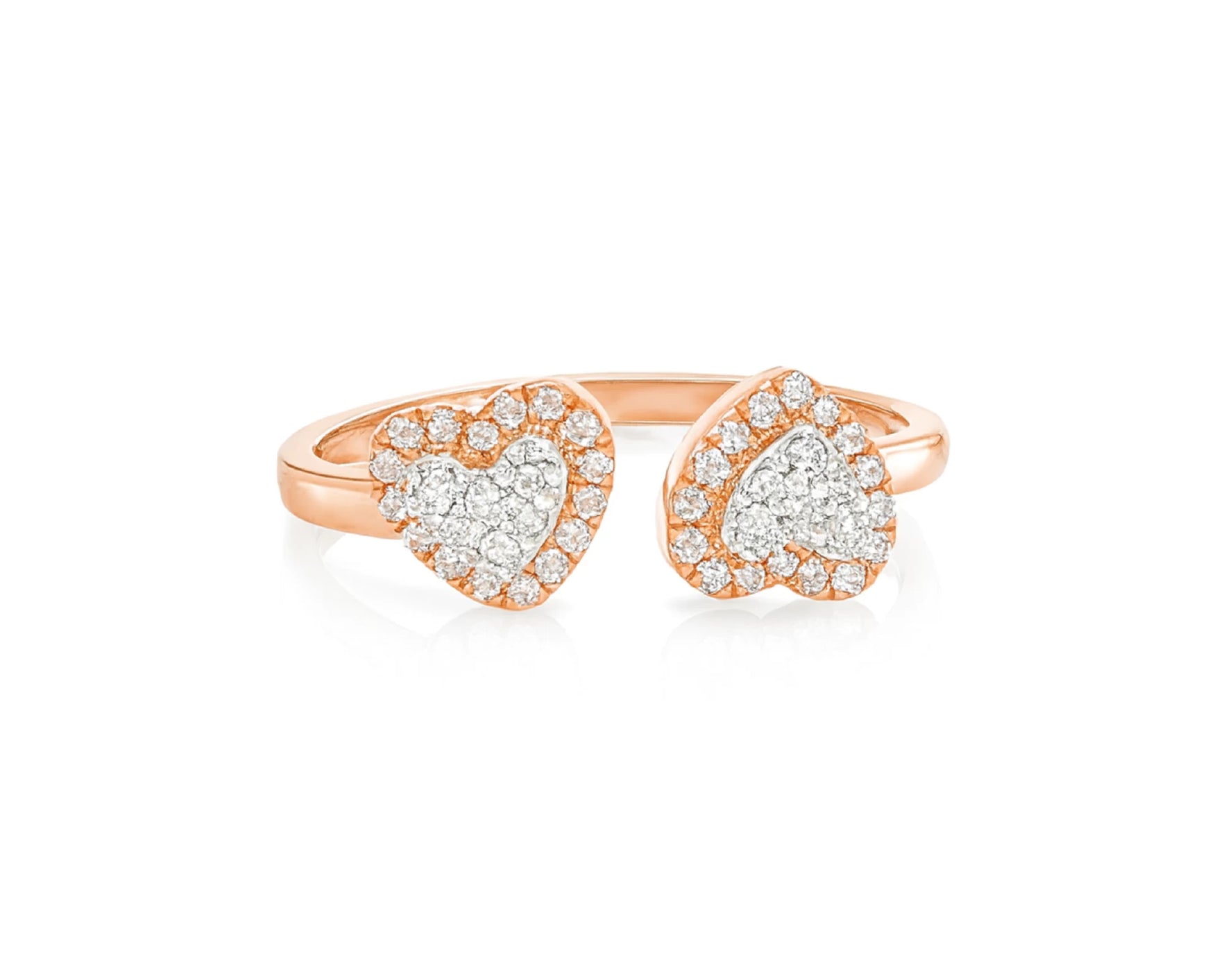 10K Gold Diamond Open Heart Ring with Double Pavé Heart Design 0.27ct – lifestyle 1103