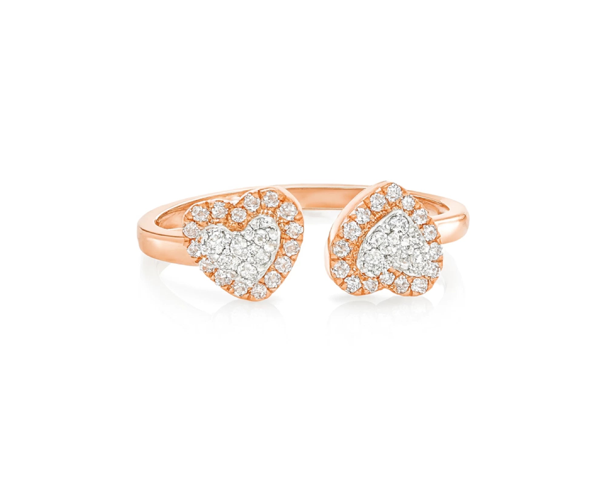 10K Gold Diamond Open Heart Ring with Double Pavé Heart Design 0.27ct – lifestyle 1103