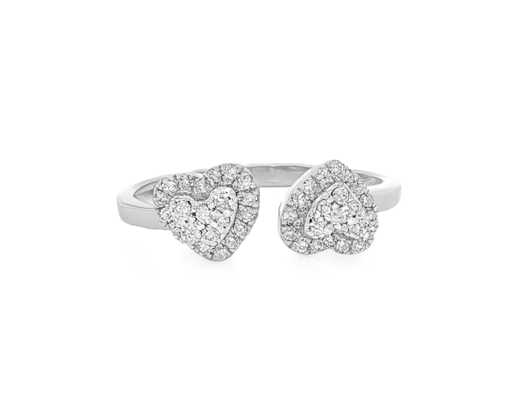 10K Gold Diamond Open Heart Ring with Double Pavé Heart Design 0.27ct – lifestyle 1104