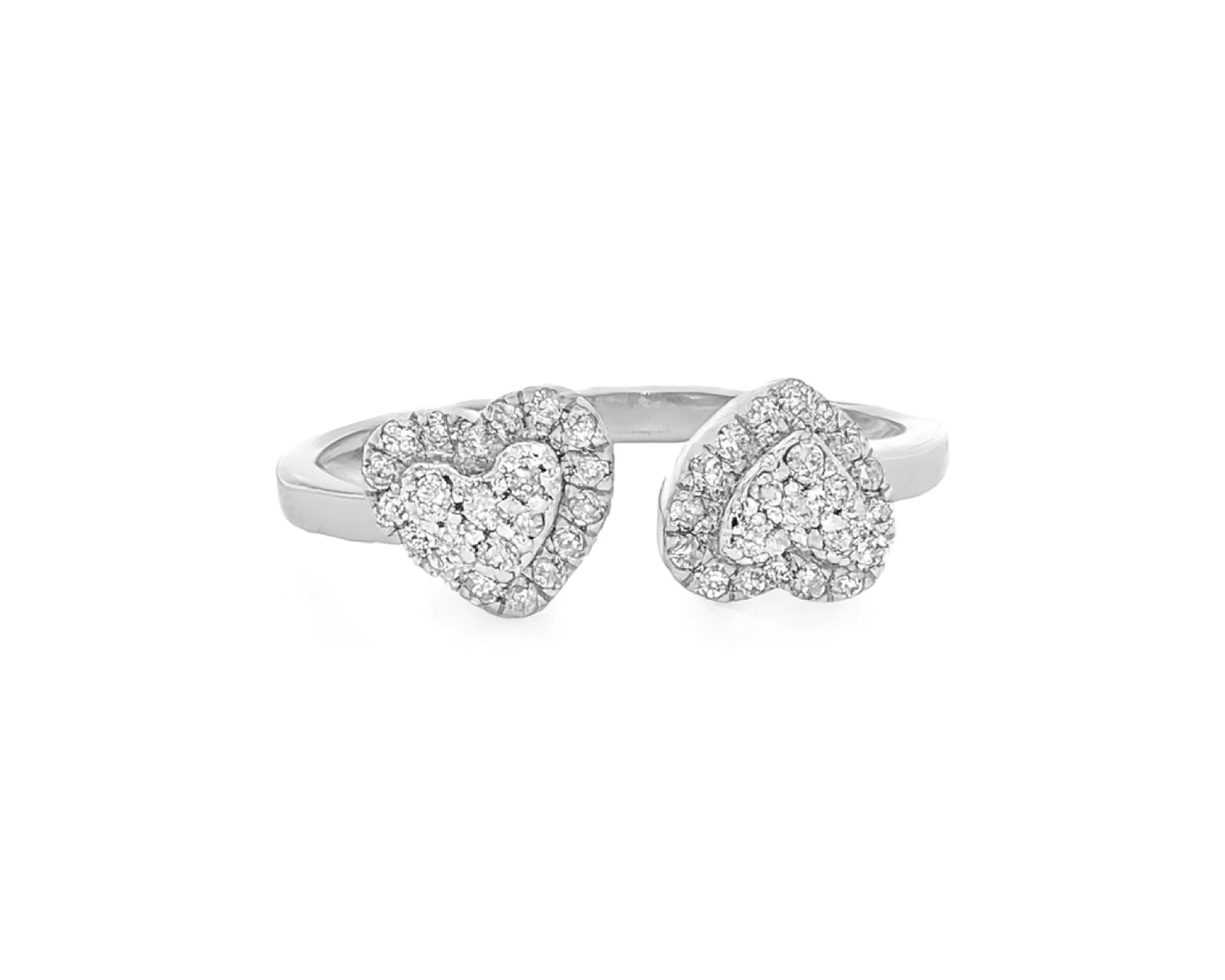 10K Gold Diamond Open Heart Ring with Double Pavé Heart Design 0.27ct – lifestyle 1104