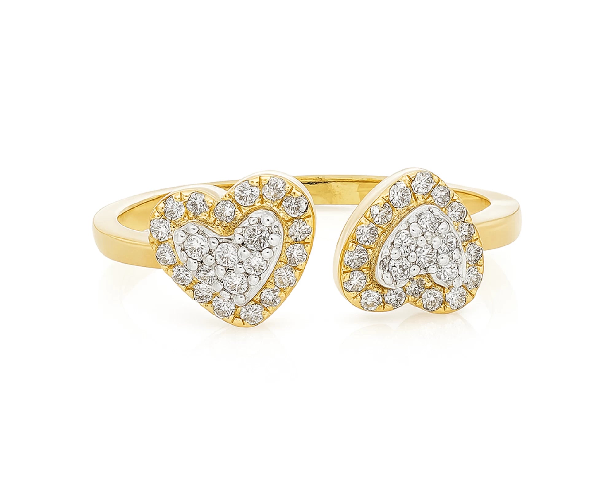 10K Gold Diamond Open Heart Ring with Double Pavé Heart Design 0.27ct – lifestyle 1105