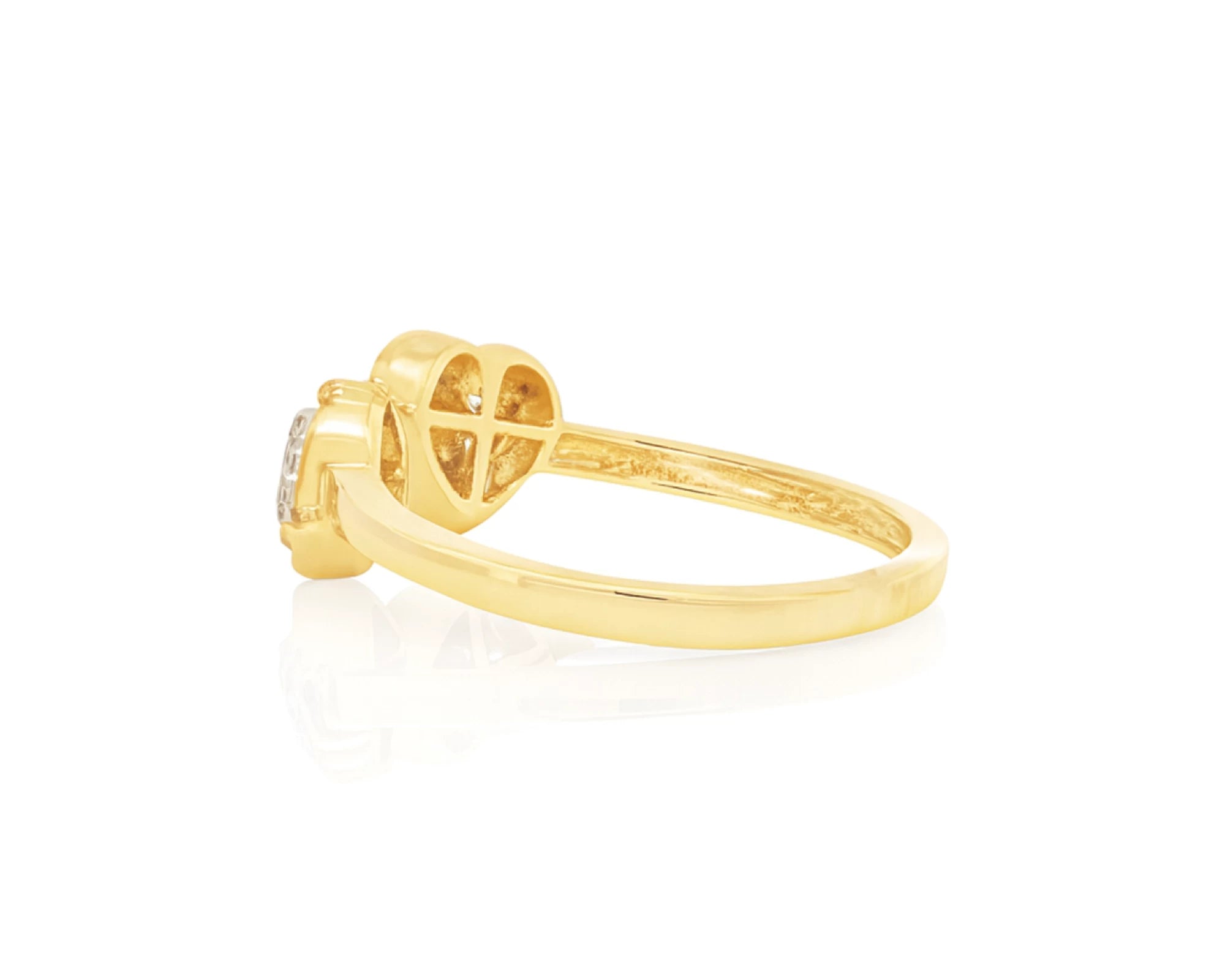 10K Gold Diamond Open Heart Ring with Double Pavé Heart Design 0.27ct – lifestyle 1106