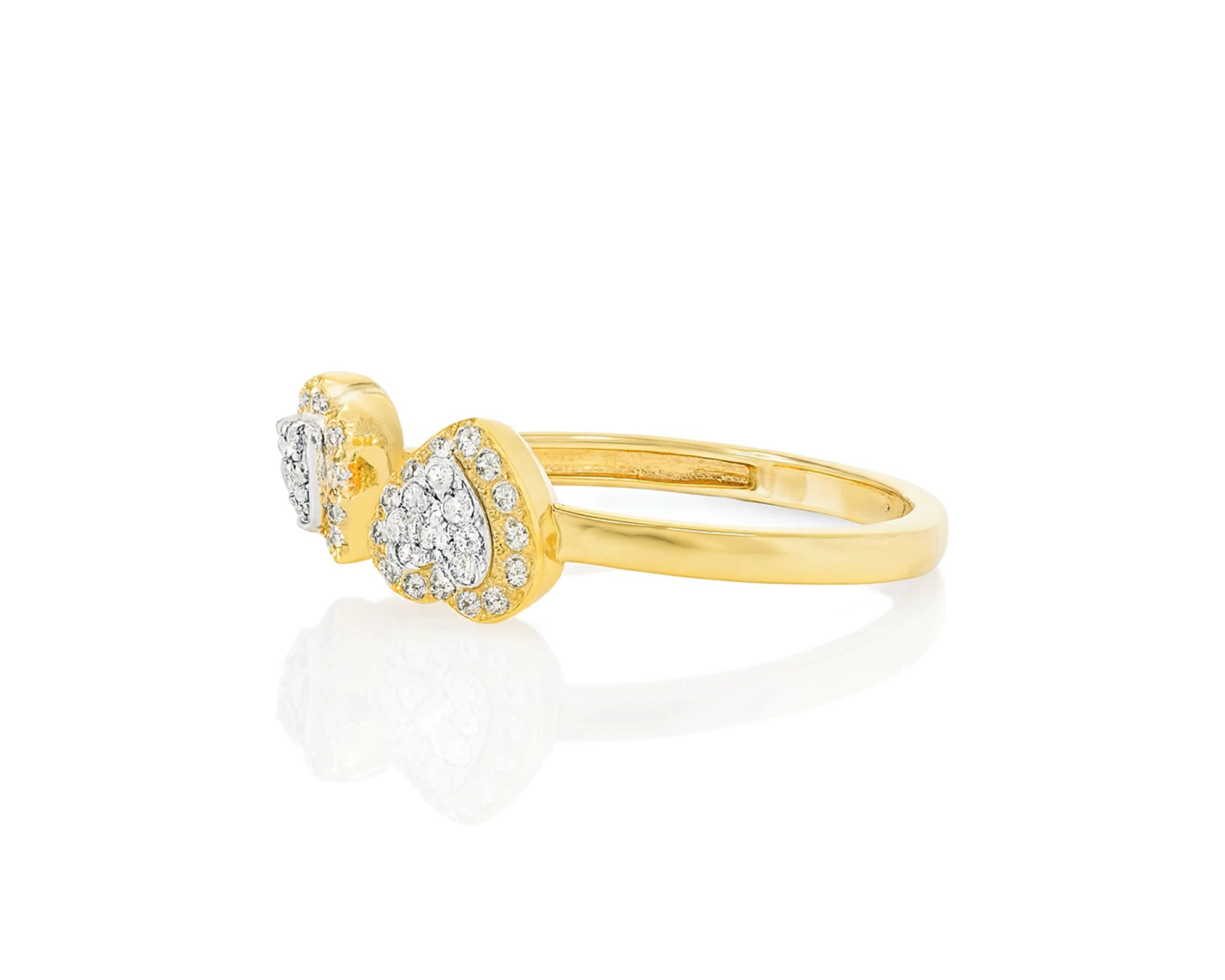 10K Gold Diamond Open Heart Ring with Double Pavé Heart Design 0.27ct – lifestyle 1107