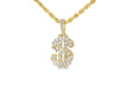 10k Gold Diamond Pendant with Dollar Sign & Baguette-Cut Detailing 0.85ct
