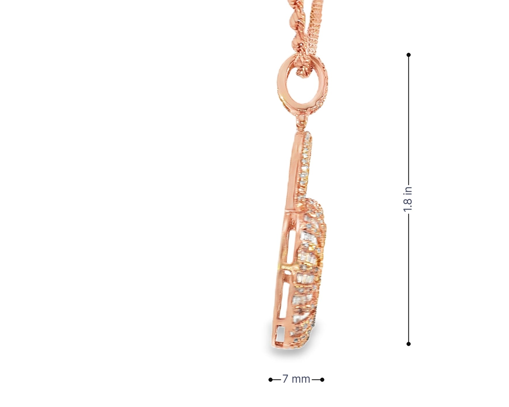 10k Gold Diamond Pendant with Round & Baguette Lock Design 1.75ct - AVI THE JEWELER