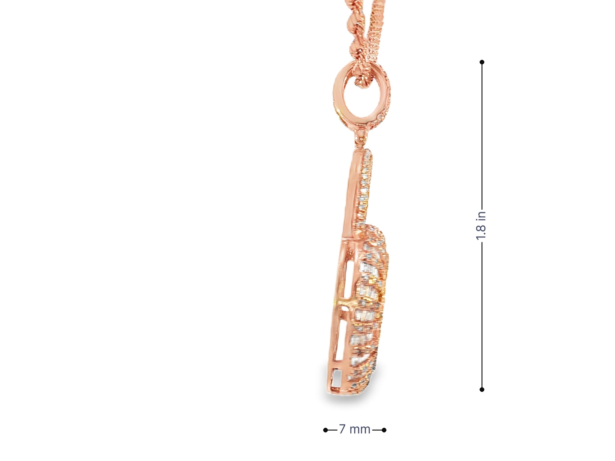 10k Gold Diamond Pendant with Round & Baguette Lock Design 1.75ct - AVI THE JEWELER