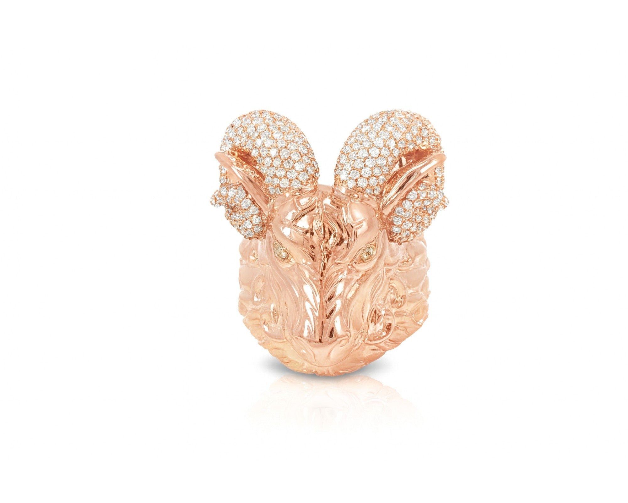 10k Gold Diamond Ram Head Ring with Pavé Accents 2.66ct – lifestyle 1155