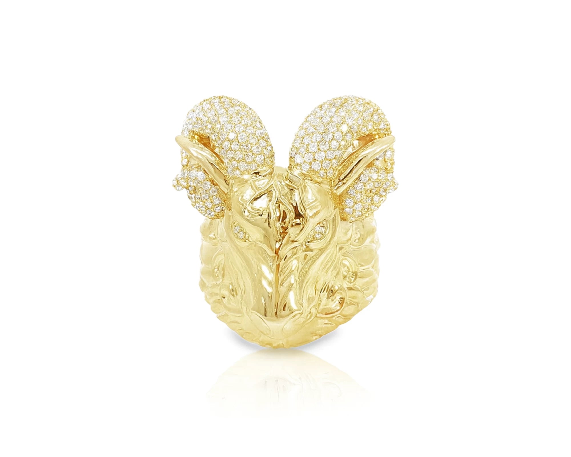 10k Gold Diamond Ram Head Ring with Pavé Accents 2.66ct – lifestyle 1157