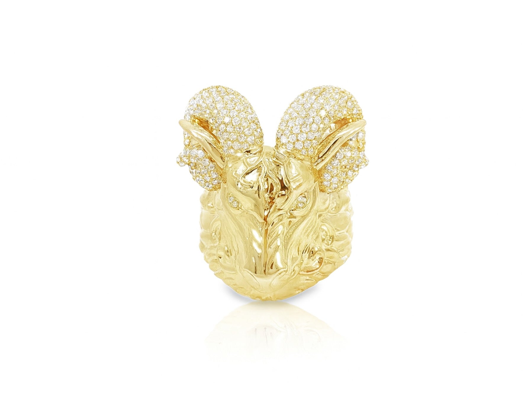 10k Gold Diamond Ram Head Ring with Pavé Accents 2.66ct – lifestyle 1157
