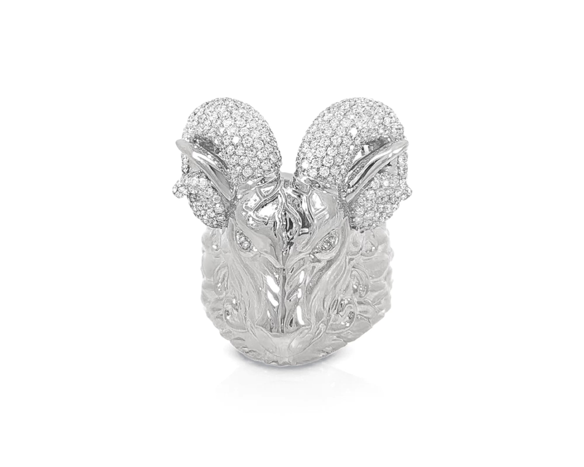 10k Gold Diamond Ram Head Ring with Pavé Accents 2.66ct – lifestyle 1158