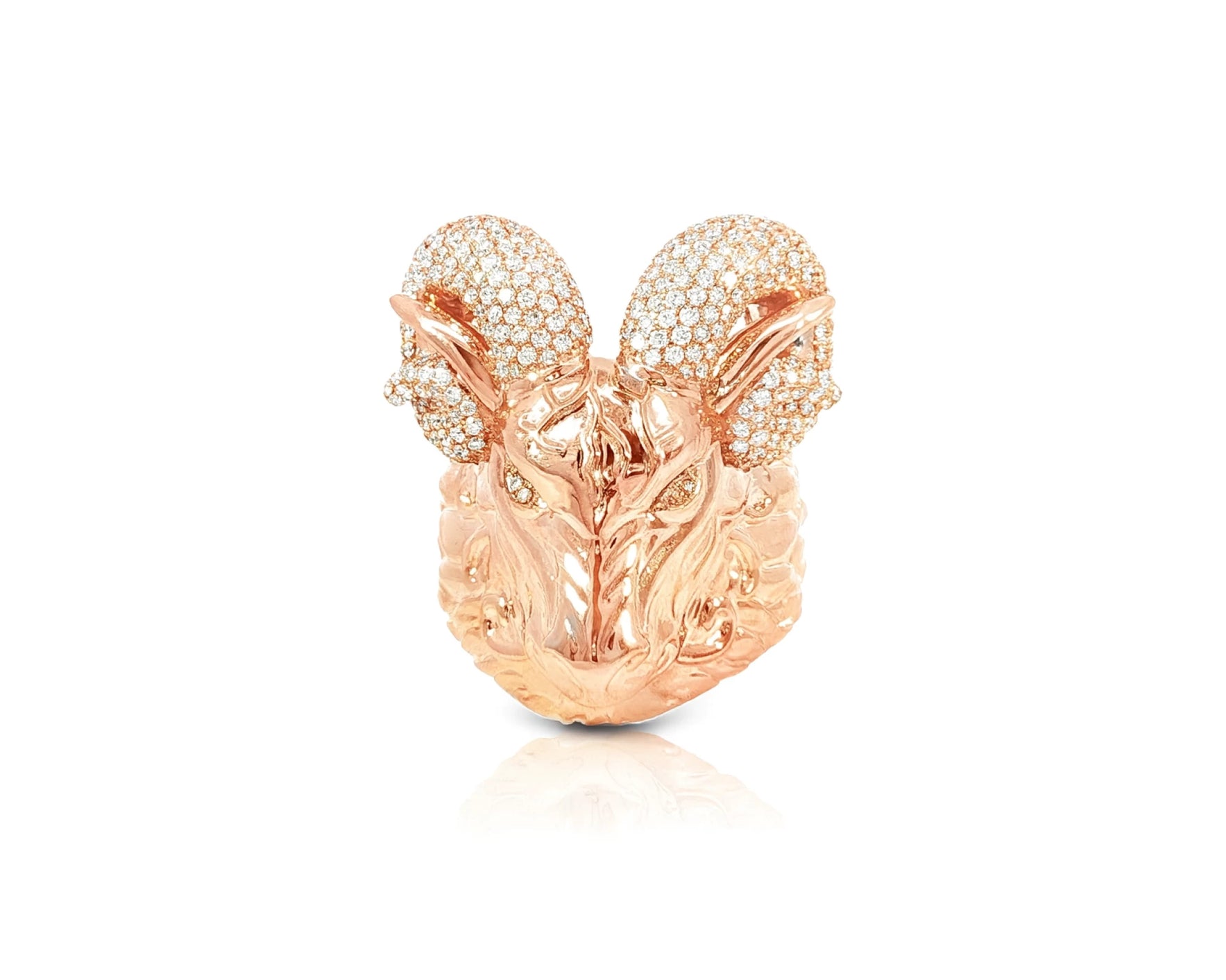 10k Gold Diamond Ram Head Ring with Pavé Accents 2.66ct – lifestyle 1159