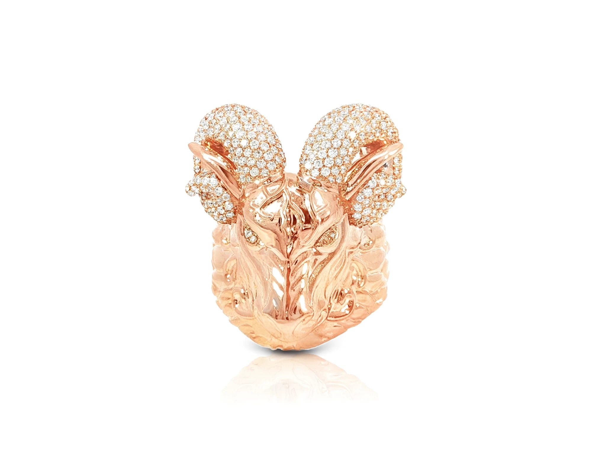 10k Gold Diamond Ram Head Ring with Pavé Accents 2.66ct – lifestyle 1159
