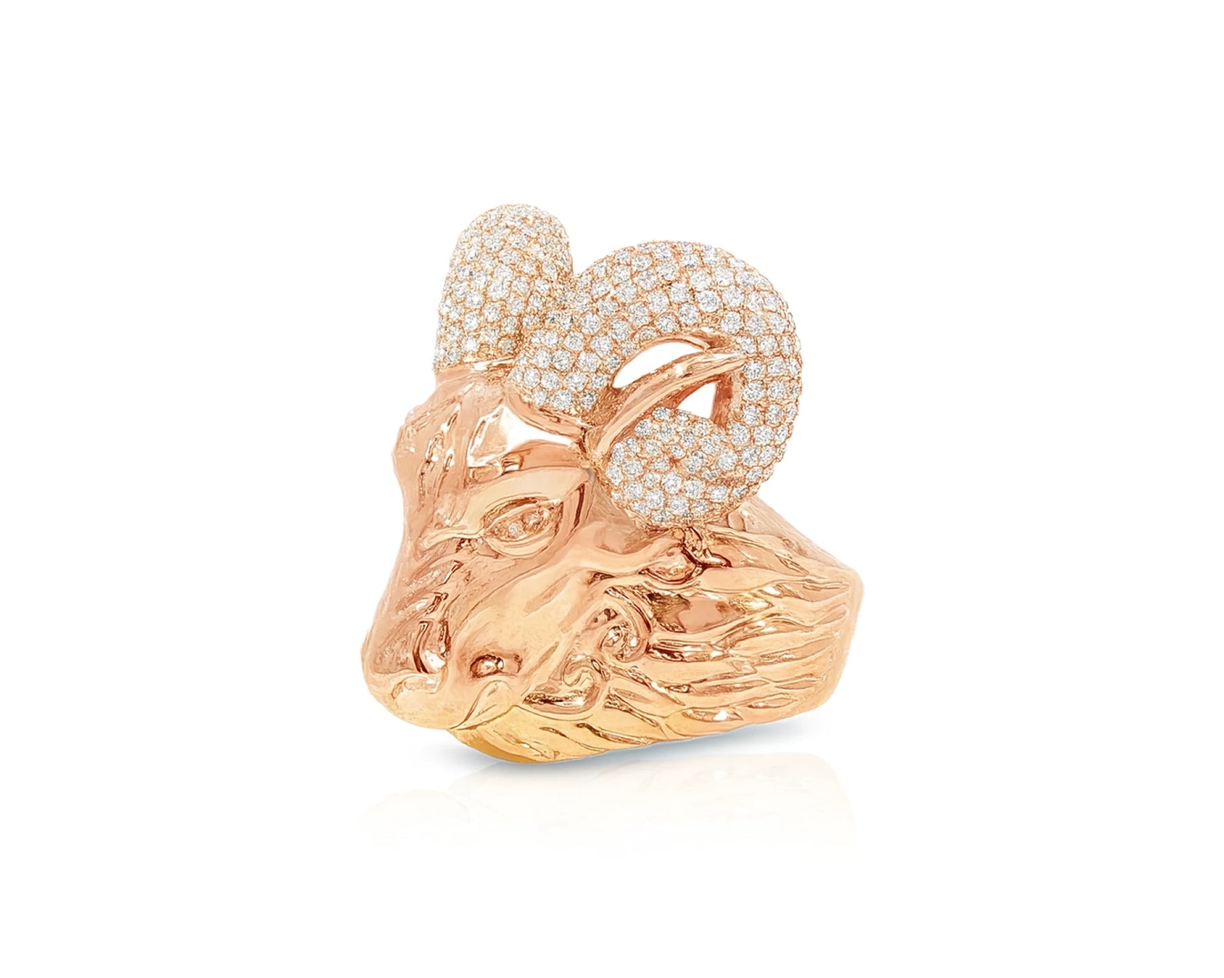 10k Gold Diamond Ram Head Ring with Pavé Accents 2.66ct – lifestyle 1160