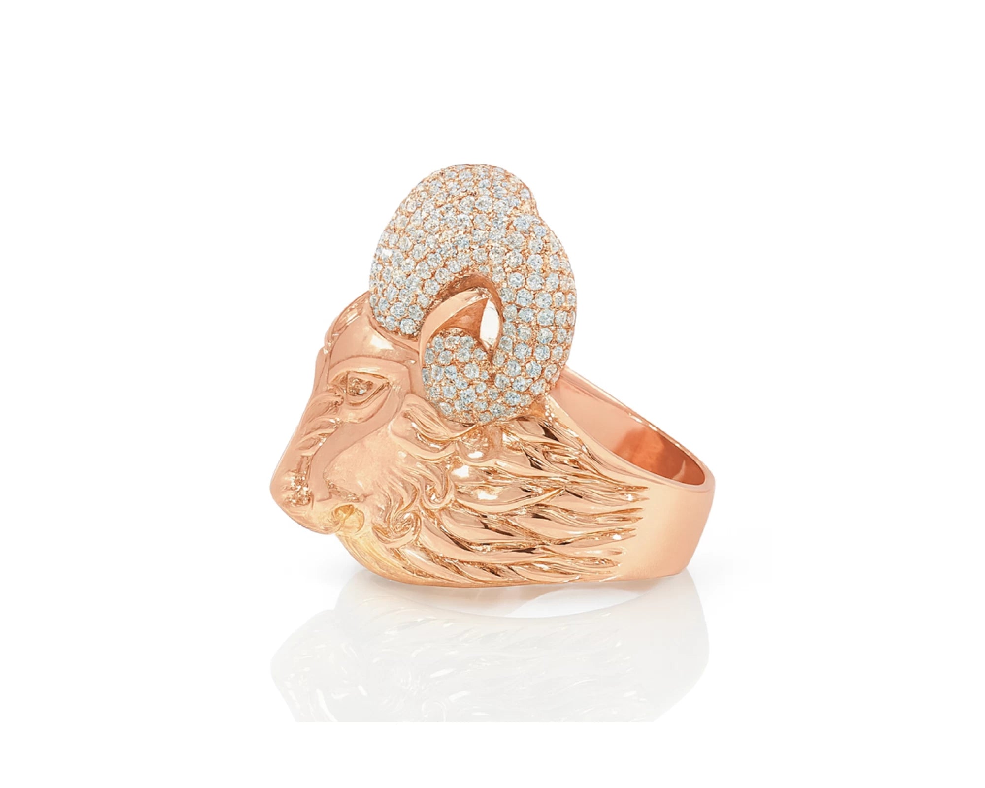 10k Gold Diamond Ram Head Ring with Pavé Accents 2.66ct – lifestyle 1161