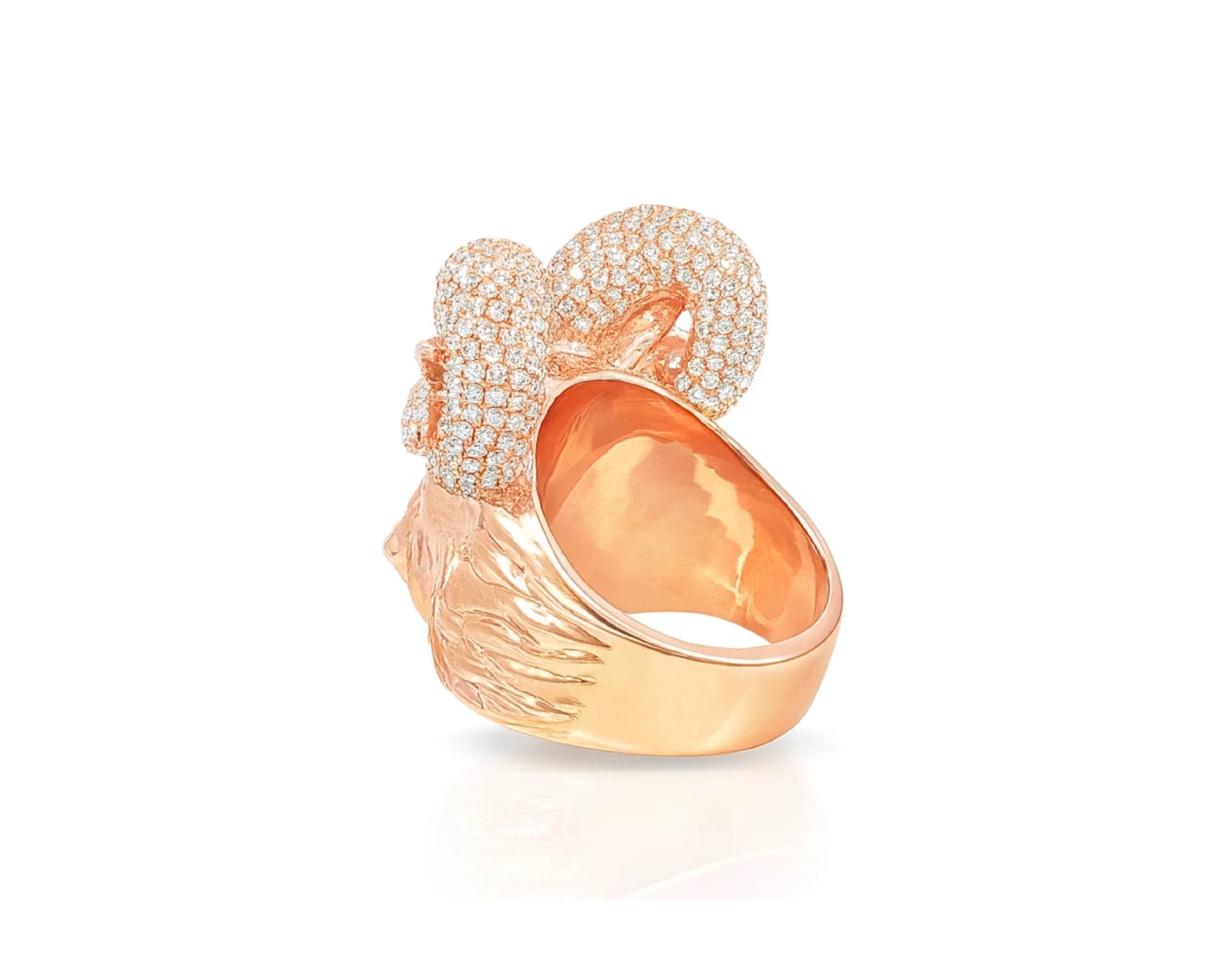 10k Gold Diamond Ram Head Ring with Pavé Accents 2.66ct – lifestyle 1162