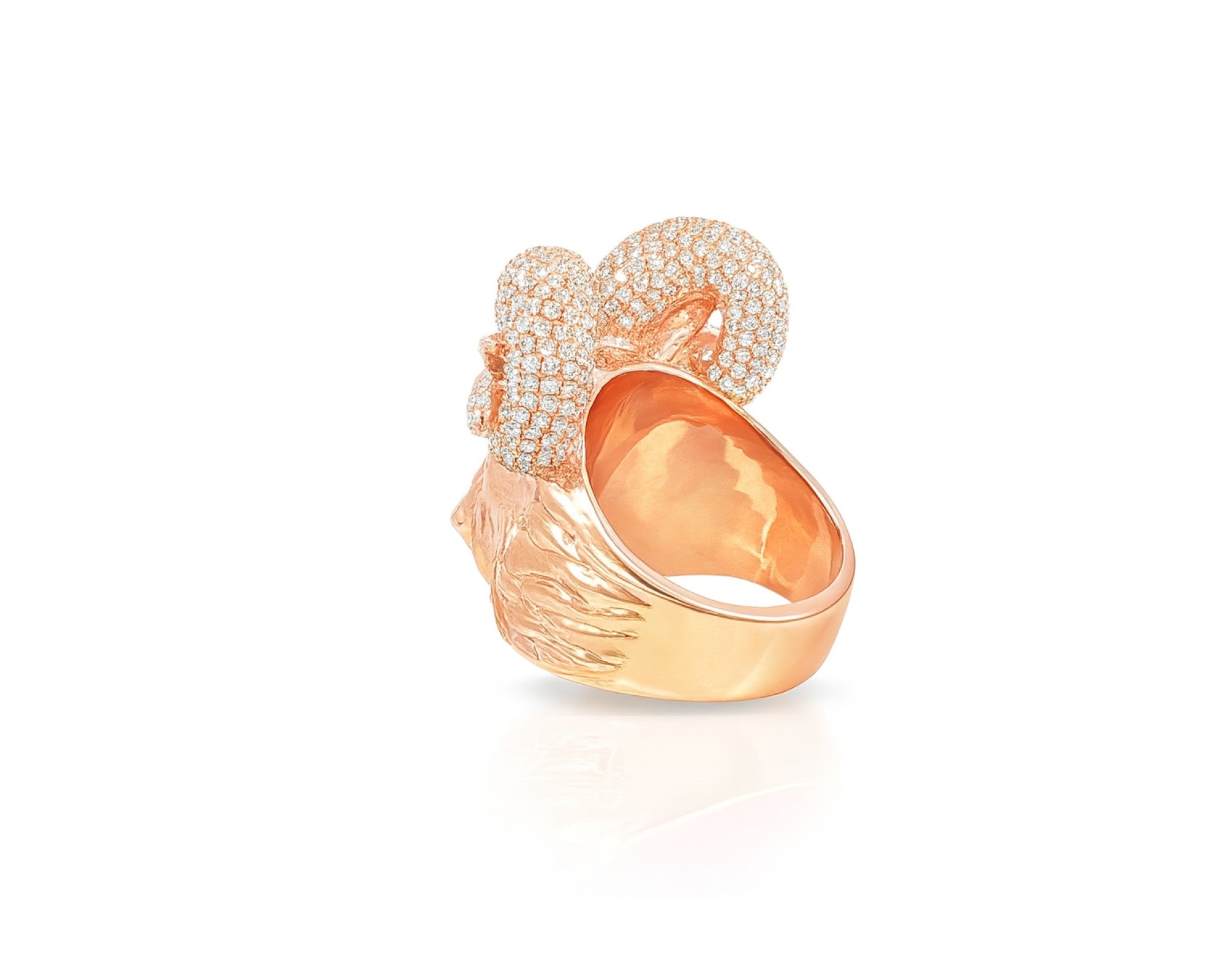 10k Gold Diamond Ram Head Ring with Pavé Accents 2.66ct – lifestyle 1162