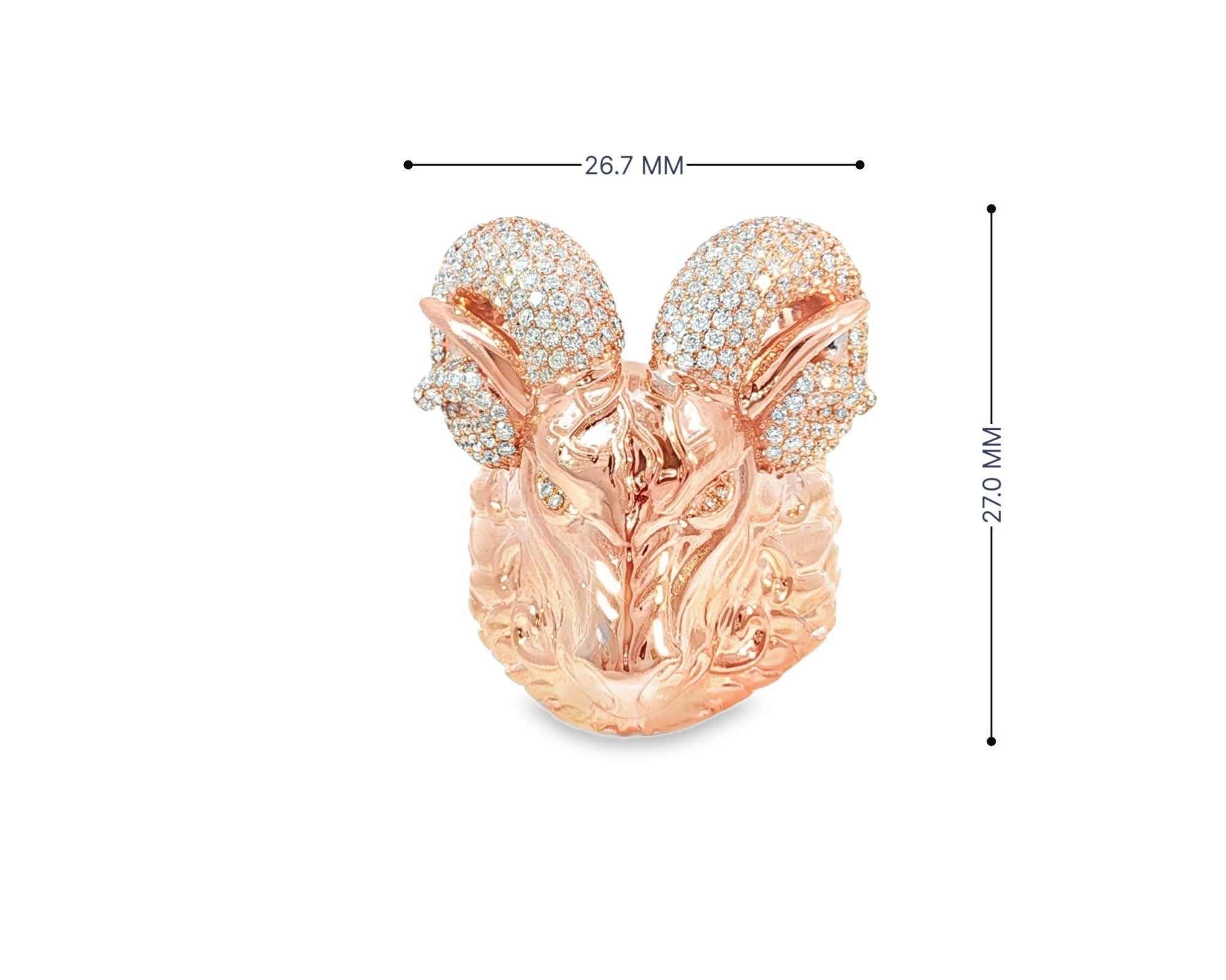 10k Gold Diamond Ram Head Ring with Pavé Accents 2.66ct – view 6