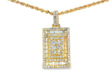 10k Gold Diamond Rectangular Pendant with Baguette & Round Accents 4.0ct