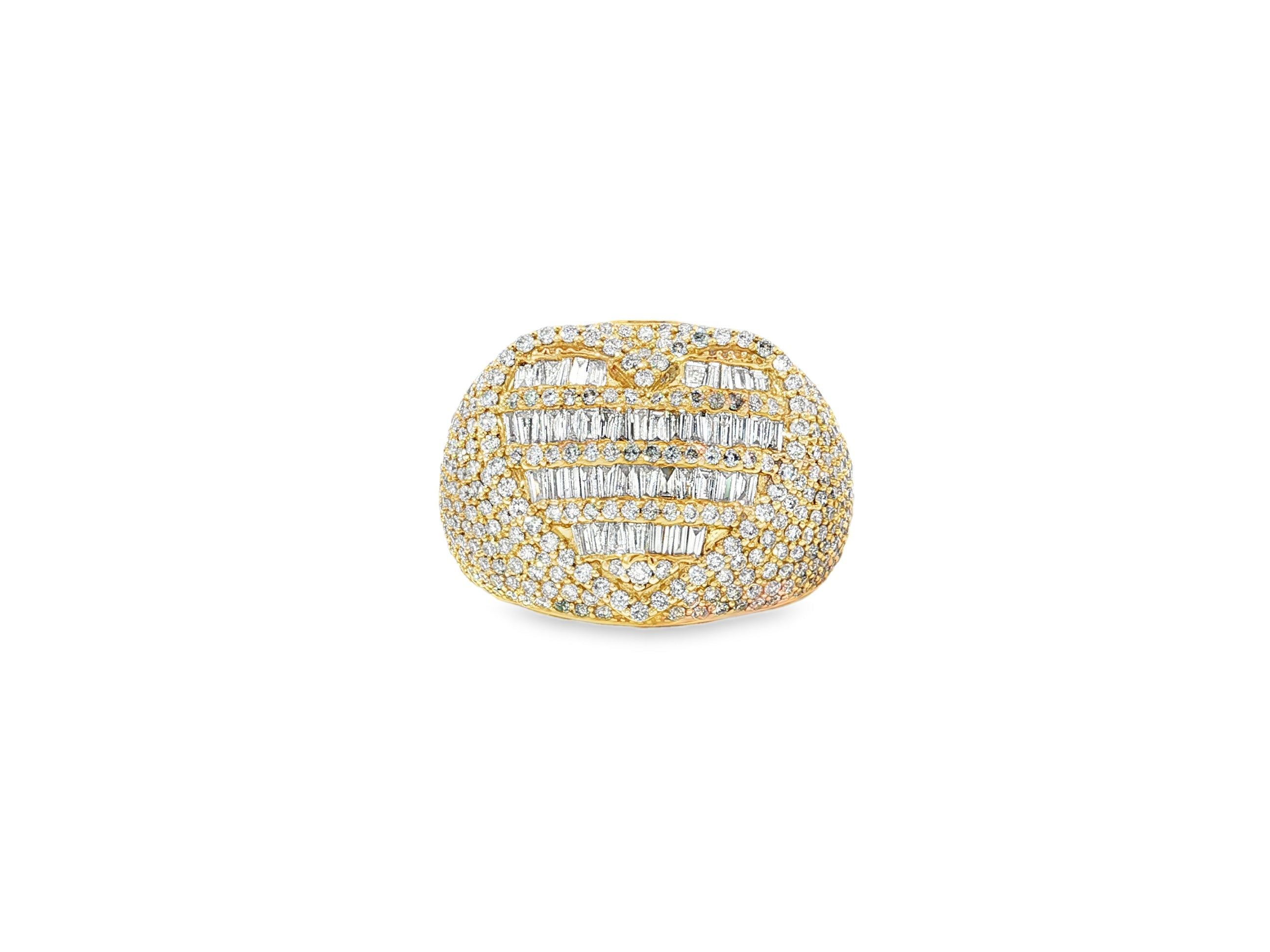 10k Gold Diamond Ring with Heart - Shape Baguette & Round Design 3.50ct - AVI THE JEWELER