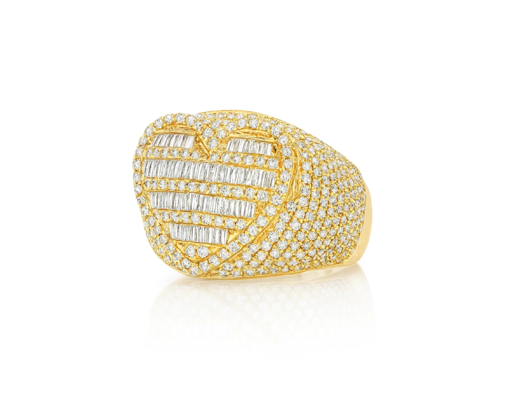 10k Gold Diamond Ring with Heart-Shape Baguette & Round Design 3.50ct – lifestyle 1180