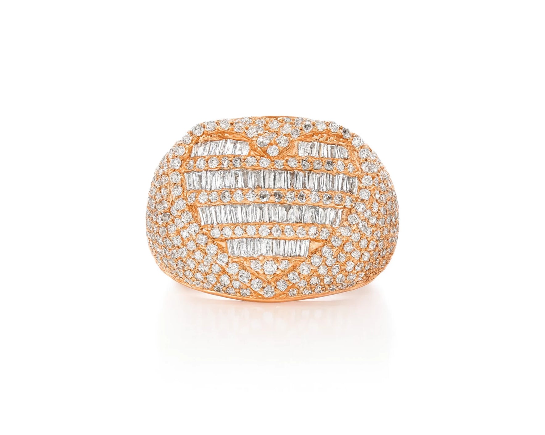 10k Gold Diamond Ring with Heart-Shape Baguette & Round Design 3.50ct – lifestyle 1182