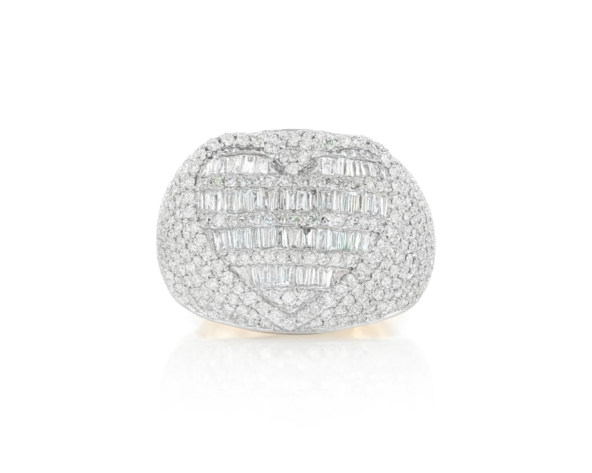 10k Gold Diamond Ring with Heart-Shape Baguette & Round Design 3.50ct – lifestyle 1183