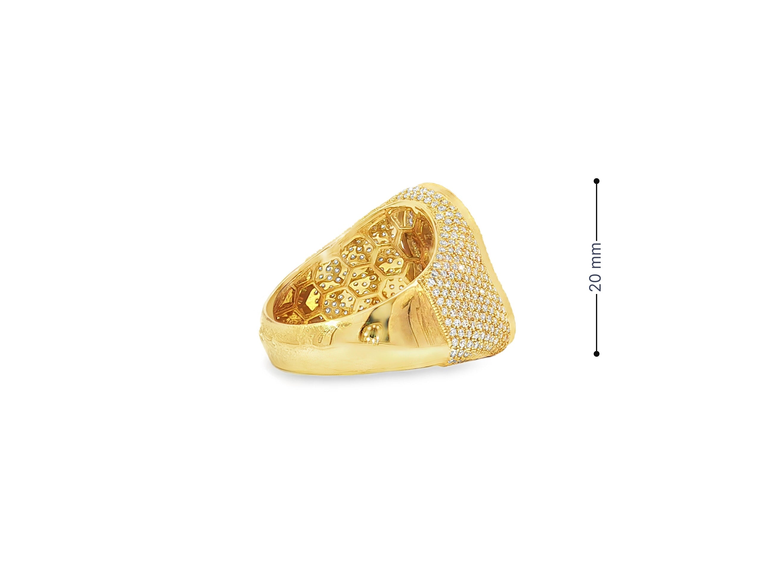 10k Gold Diamond Ring with Virgin Mary Design & Round - Cut Accents 2.50ct - AVI THE JEWELER