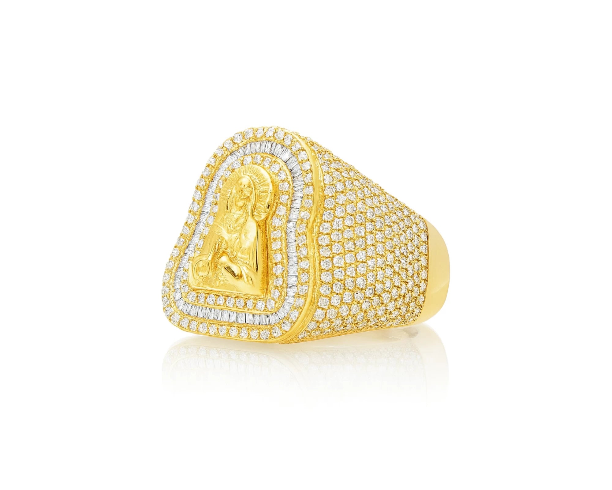 10k Gold Diamond Ring with Virgin Mary Design & Round-Cut Accents 2.50ct – lifestyle 1187